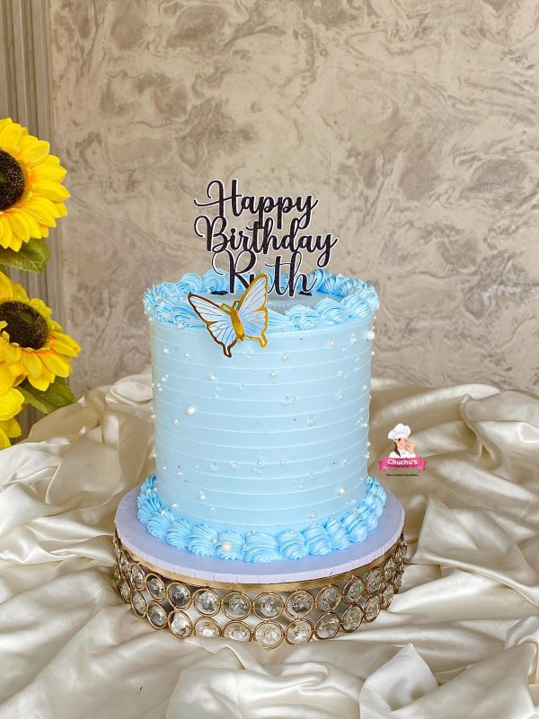 Sky Blue Whipped Cream Birthday Cake (7”)