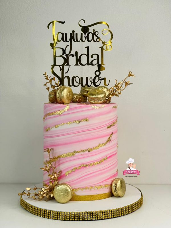 Pink & Gold Bridal Shower Cake