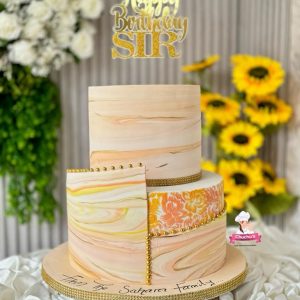 Luxury Marble-Inspired Tiered Cake