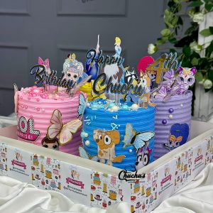 Box of mini cake with characters