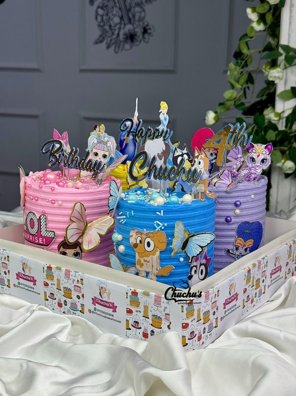 Box of mini cake with characters