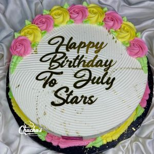 Single Layer Size-12 Express Cake-with-add-ons-topper-and-gold-splash