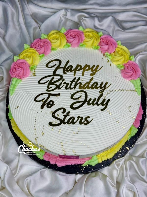 Single Layer Size-12 Express Cake-with-add-ons-topper-and-gold-splash